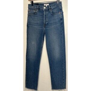 Redone Stove Pipe Jeans in Cool Medium Blue Size 27 Denim Button Fly Cotton